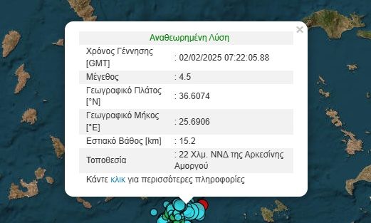 Νέα Σεισμική Δόνηση Στο Ανοιχτό Σημείο Της Αμοργού